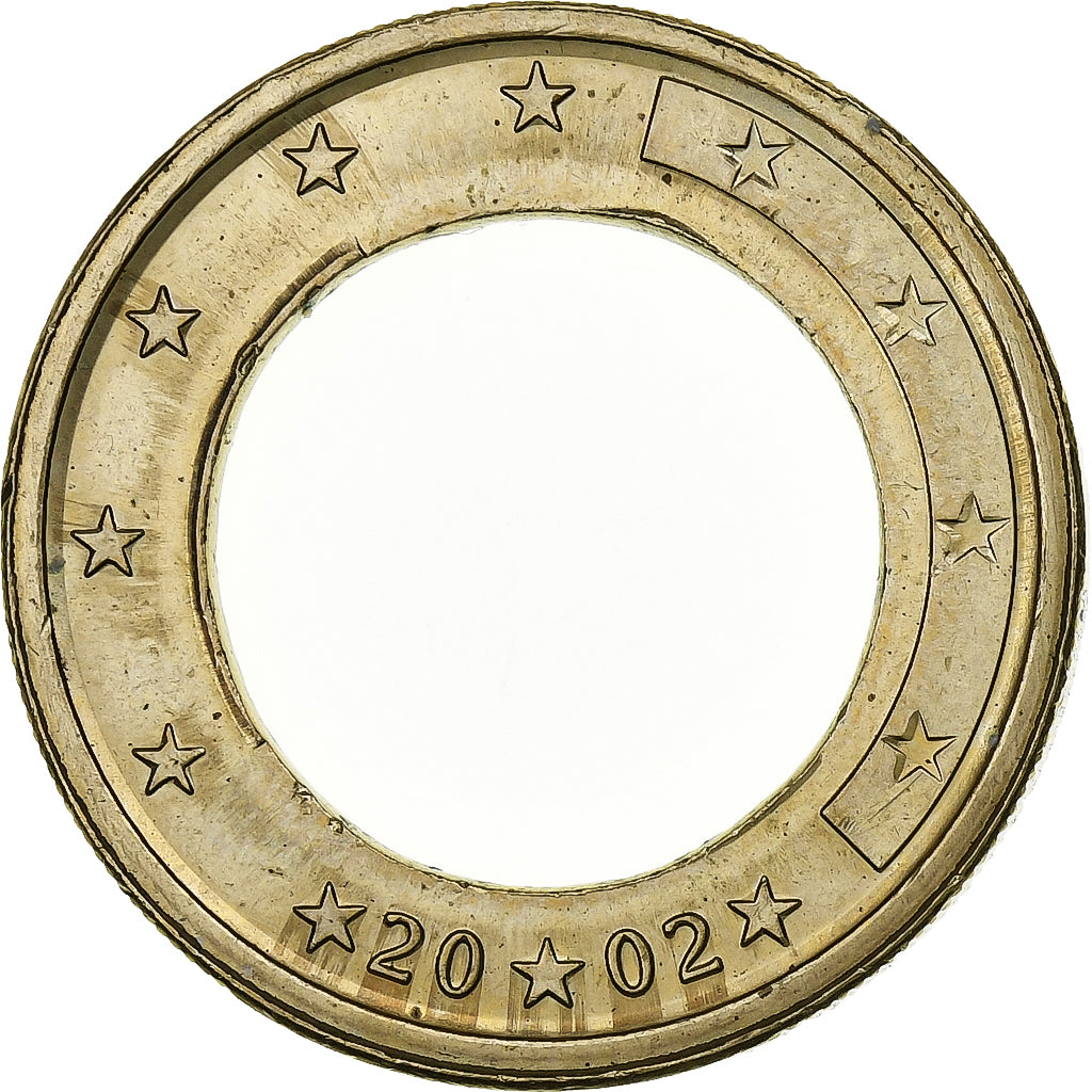 España, Juan Carlos I, Euro, error struck on ring only, 2002, Madrid, Níquel -