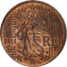 França, 10 Euro Cent, error overstruck on 2 cent, 2015, Aço Cromado a Cobre