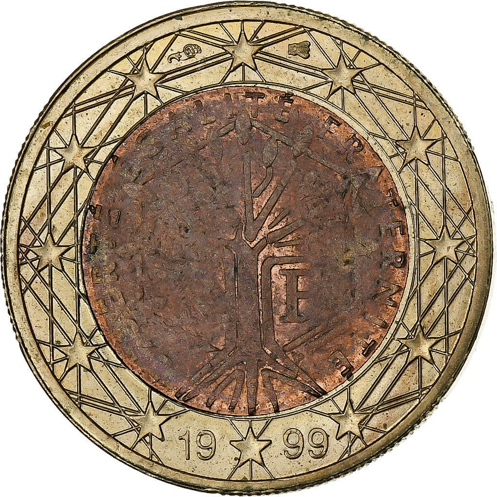 Frankreich, Euro, error 1 cent core, 1999, Paris, Bi-Metallic, VZ, KM:1288