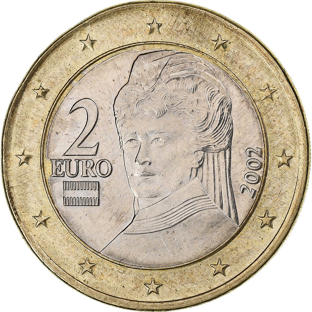 Austria, 2 Euro, planchet error struck on 1 Euro, 2002, Vienna, Bi-Metallic