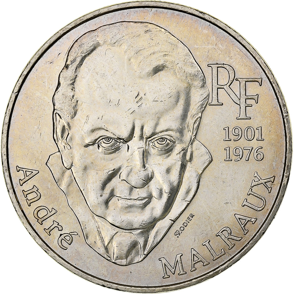 França, 100 Francs, André Malraux, 1997, Prata, MS(60-62), Gadoury:954