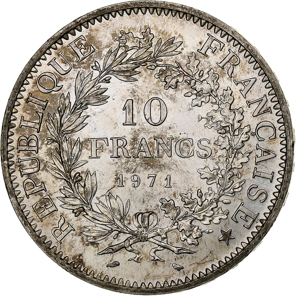 France, 10 Francs, Hercule, 1971, Paris, Silver, MS(60-62), KM:932