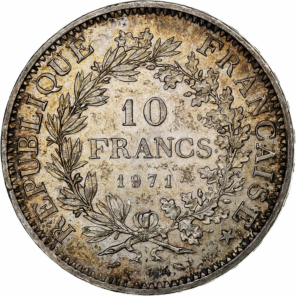 France, 10 Francs, Hercule, 1971, Paris, Silver, MS(60-62), KM:932