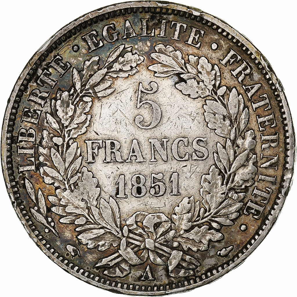 France, Cérès, 5 Francs, 1851, Paris, VF(30-35), Silver, KM:761.1, Gadoury:719