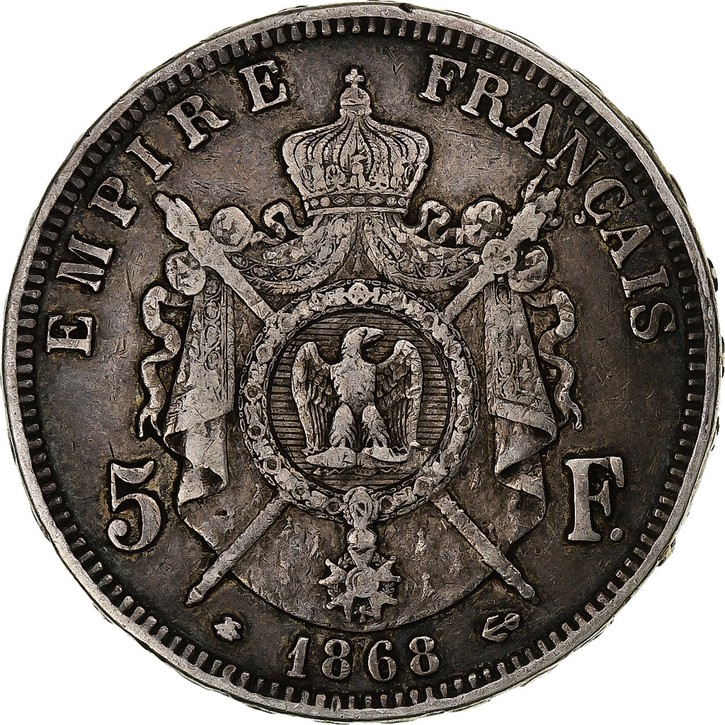 France, 5 Francs, Napoléon III, 1868, Paris, Silver, VF(30-35), Gadoury:739