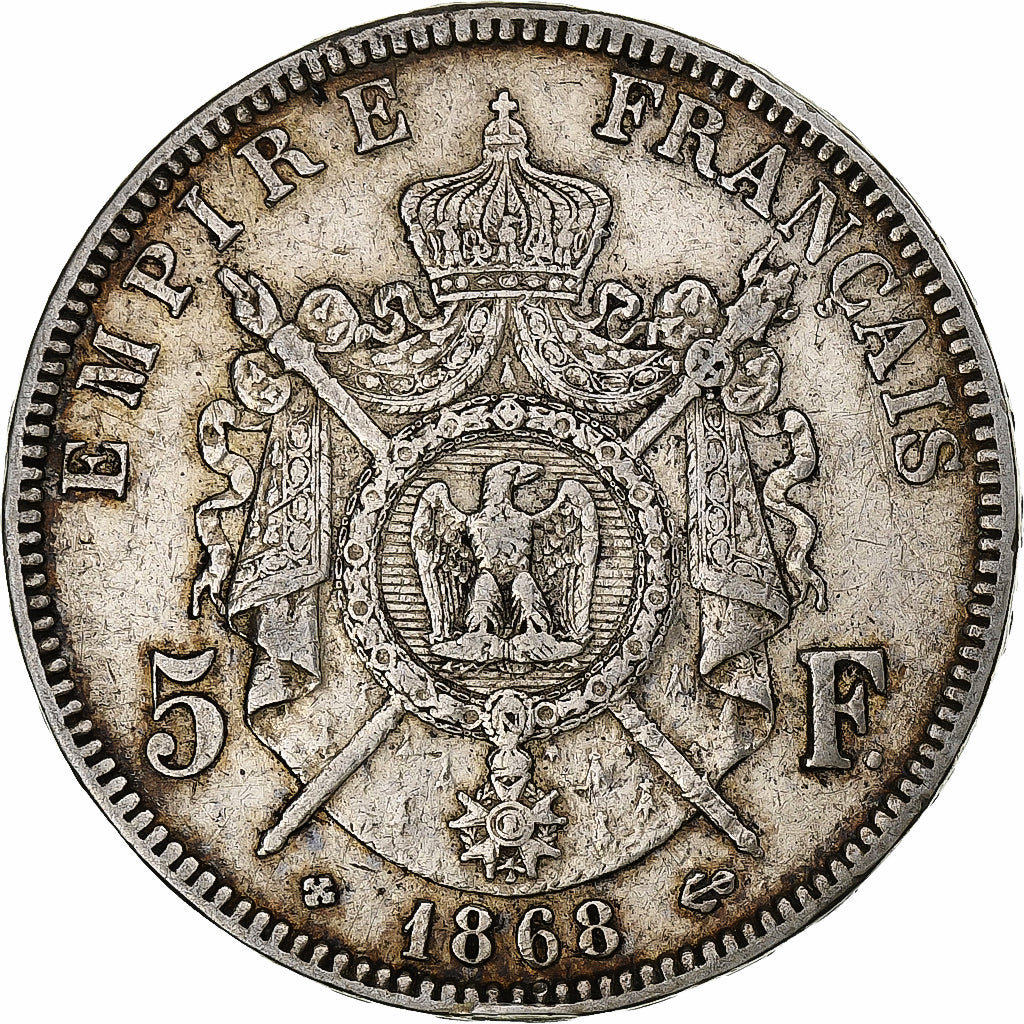 France, 5 Francs, Napoléon III, 1868, Paris, Silver, VF(30-35), Gadoury:739