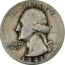 Stati Uniti, Quarter, Washington Quarter, 1941, U.S. Mint, Argento, MB, KM:164