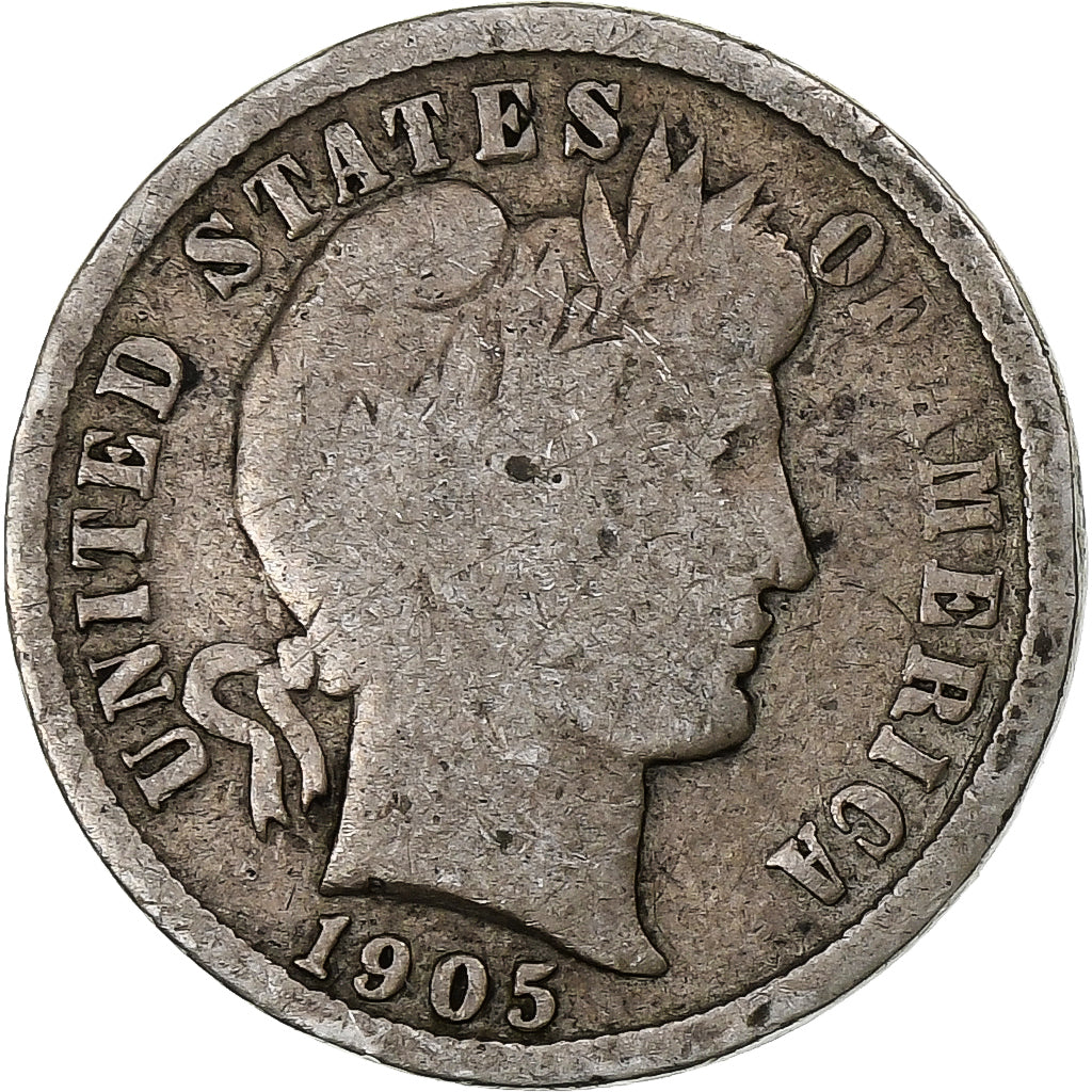 Estados Unidos da América, Dime, Barber Dime, 1905, Philadelphia, Prata