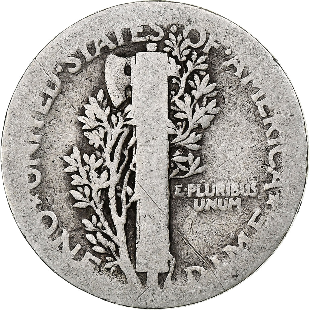 Estados Unidos da América, Dime, Mercury Dime, 1916, Philadelphia, Prata