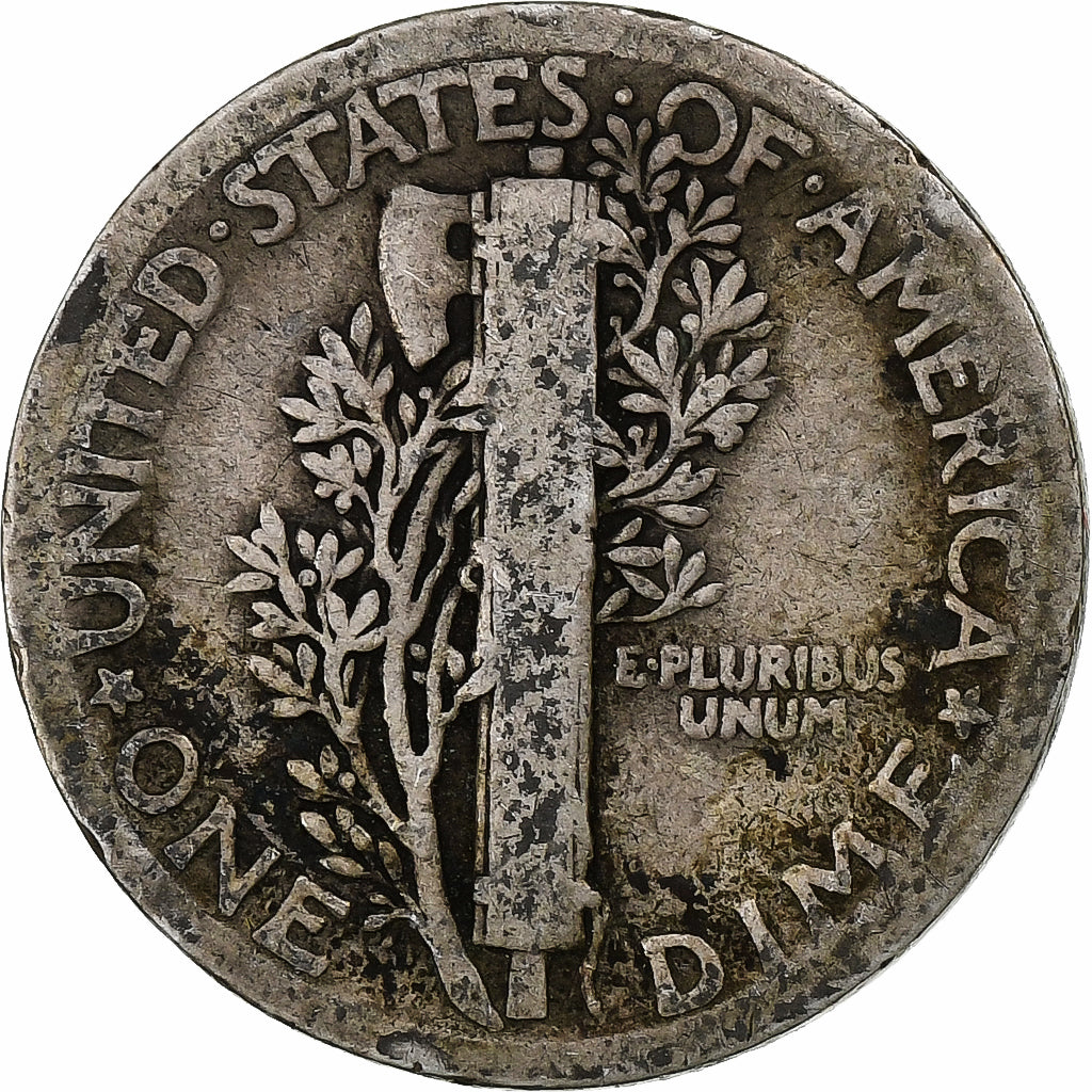 Estados Unidos, Dime, Mercury Dime, 1917, Philadelphia, Plata, BC, KM:140