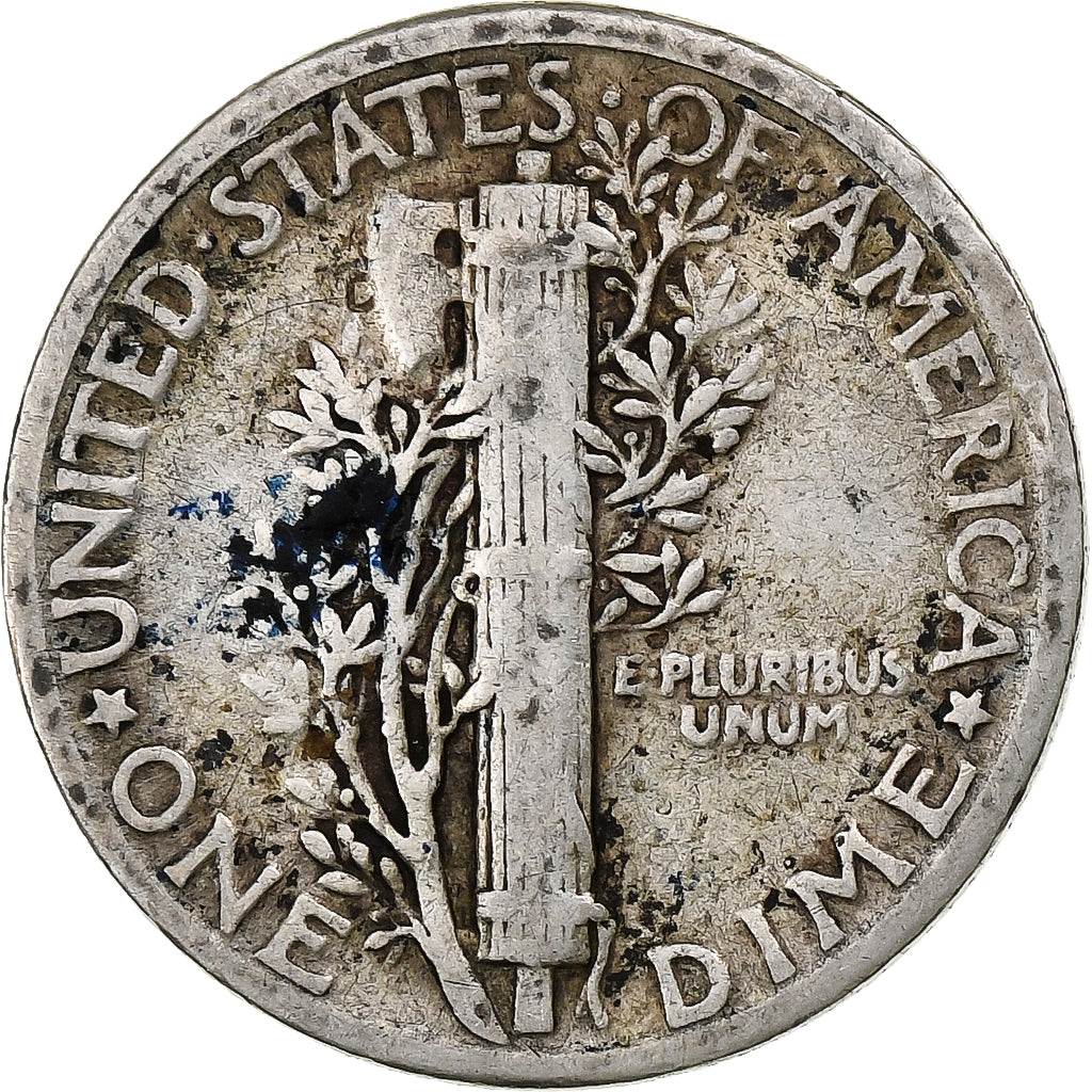 États-Unis, Dime, Mercury Dime, 1929, Philadelphie, Argent, TB, KM:140