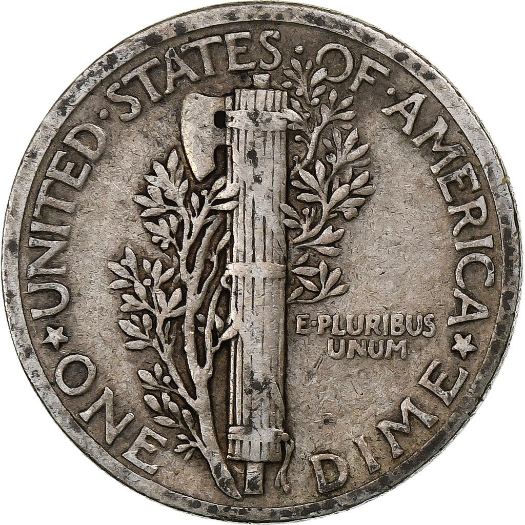 États-Unis, Dime, Mercury Dime, 1936, Philadelphie, Argent, TB, KM:140