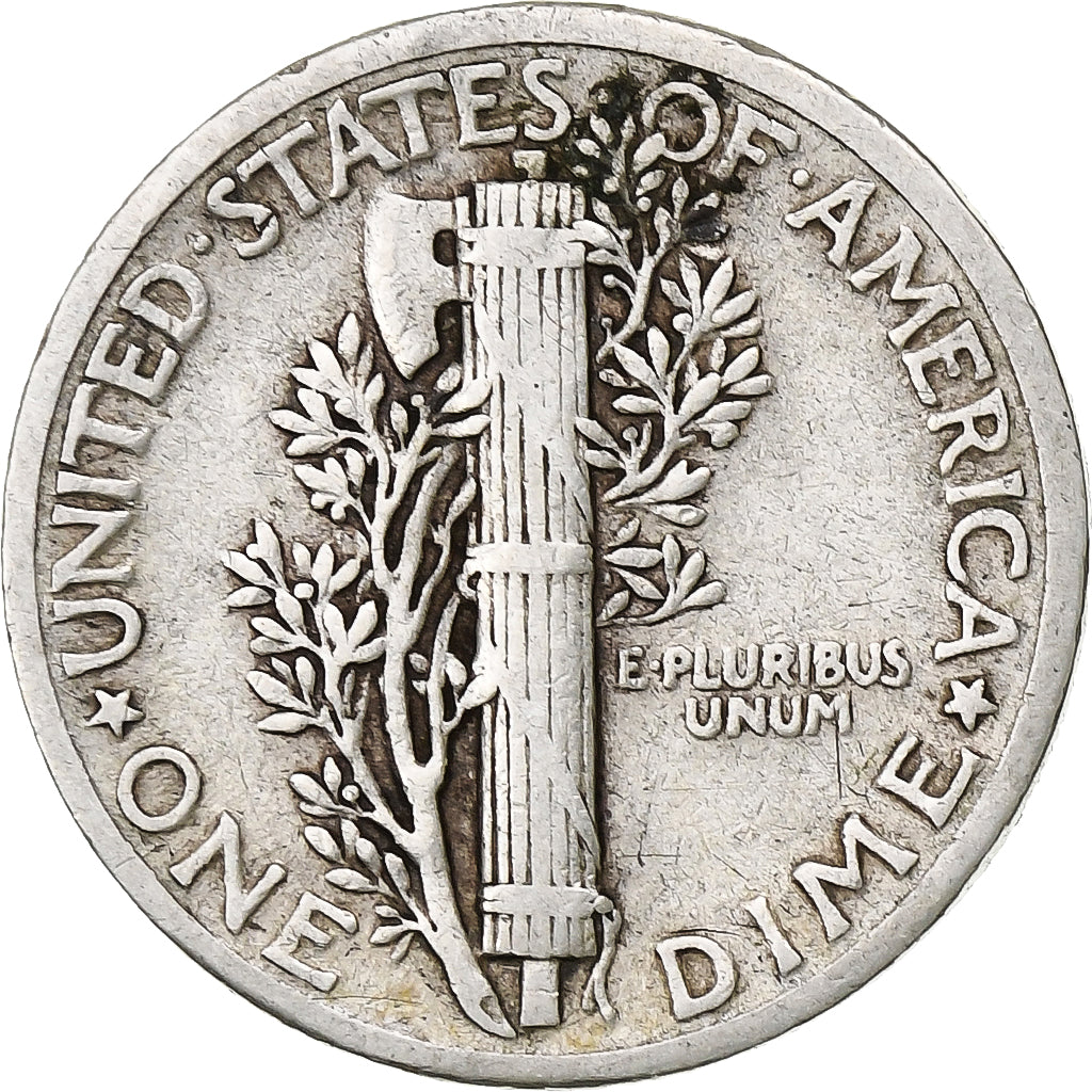 États-Unis, Dime, Mercury Dime, 1936, Philadelphie, Argent, TB, KM:140