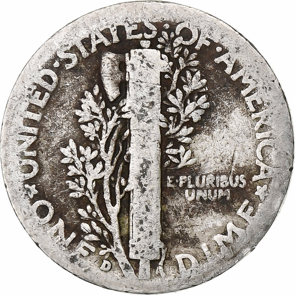 Verenigde Staten, Dime, Mercury Dime, 1936, Denver, Zilver, ZG, KM:140