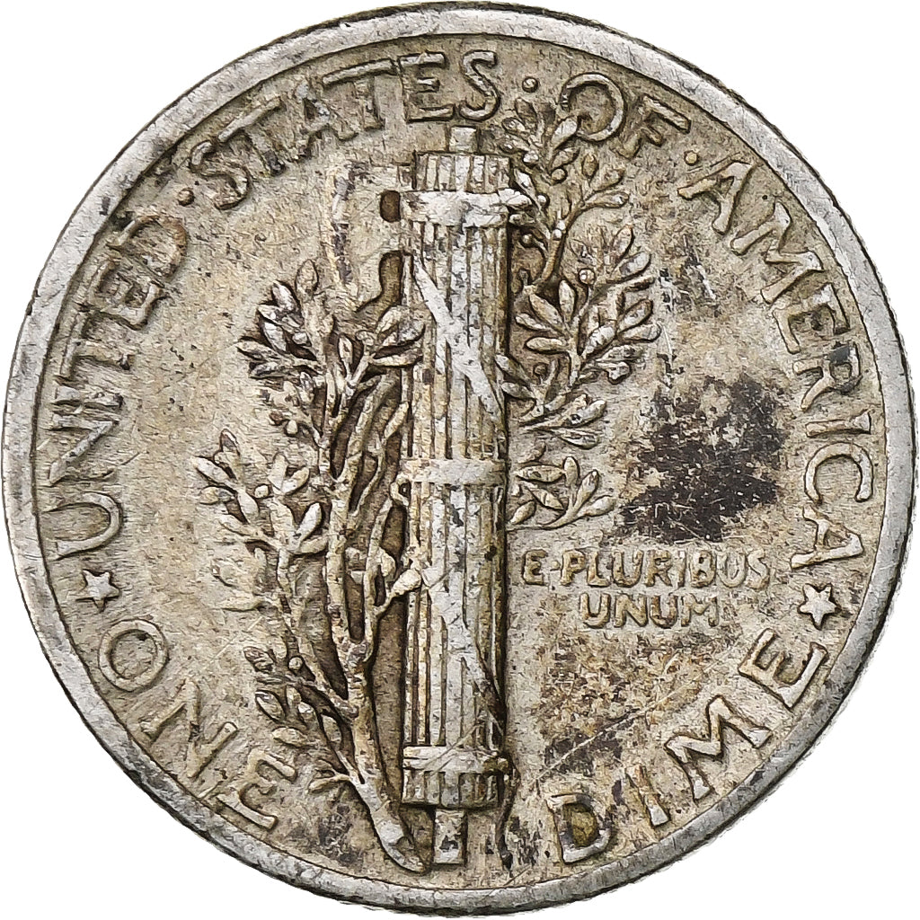 États-Unis, Dime, Mercury Dime, 1939, Philadelphie, Argent, TB+, KM:140