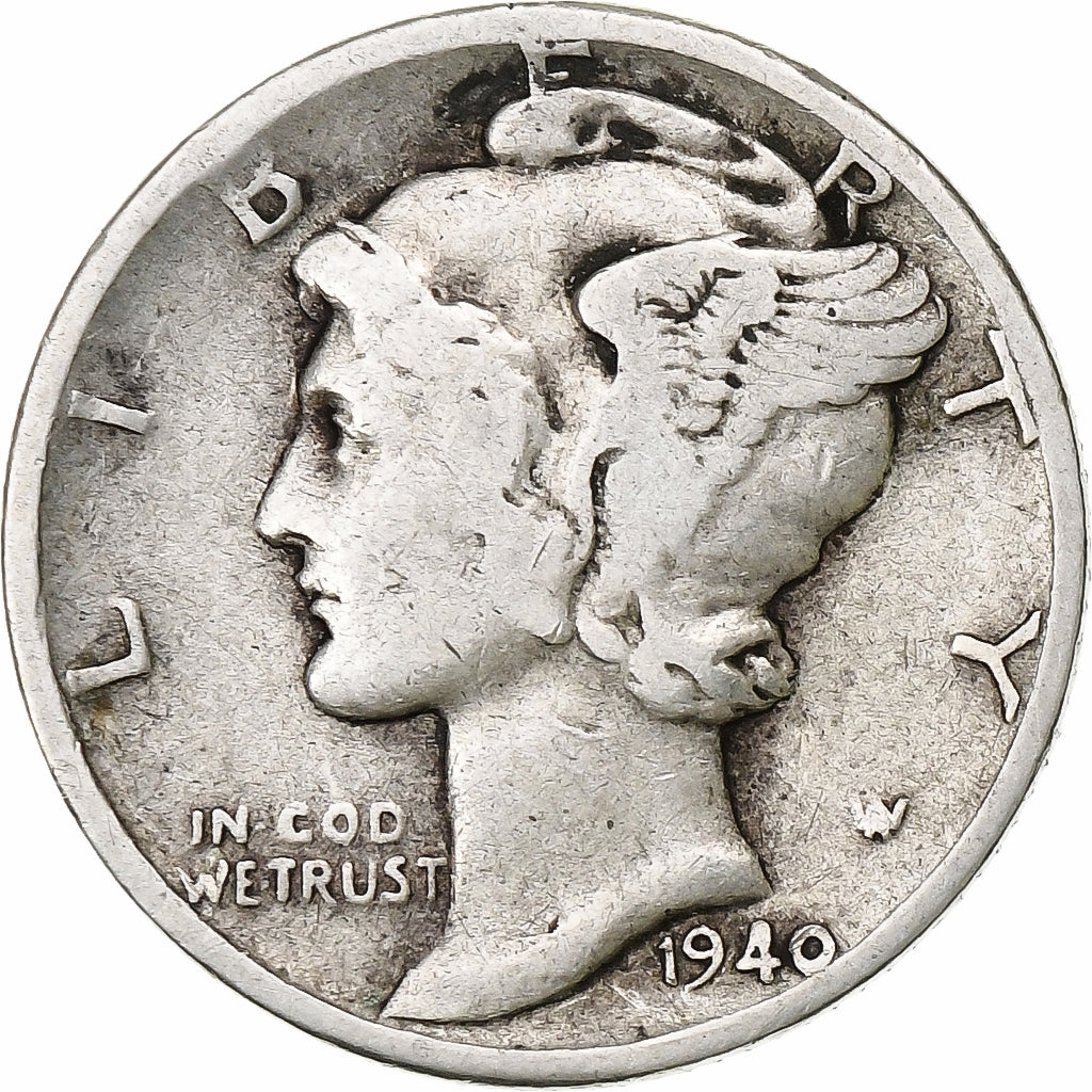 Vereinigte Staaten, Dime, Mercury Dime, 1940, Philadelphia, Silber, S, KM:140