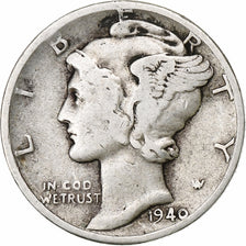 Vereinigte Staaten, Dime, Mercury Dime, 1940, Philadelphia, Silber, S, KM:140