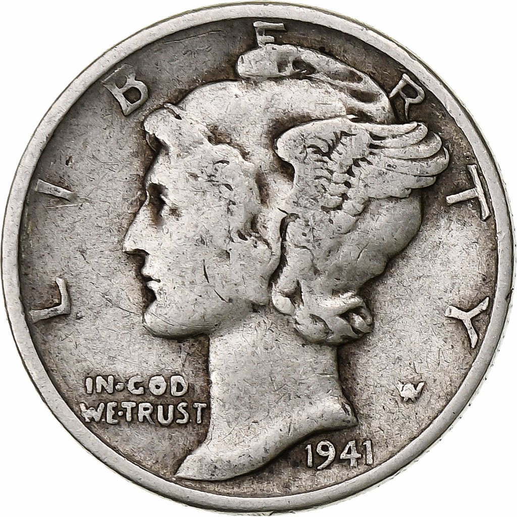 Verenigde Staten, Dime, Mercury Dime, 1941, Philadelphia, Zilver, FR, KM:140
