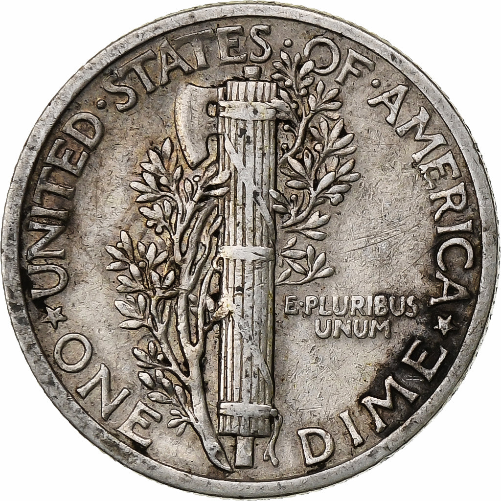 États-Unis, Dime, Mercury Dime, 1942, Philadelphie, Argent, TB, KM:140