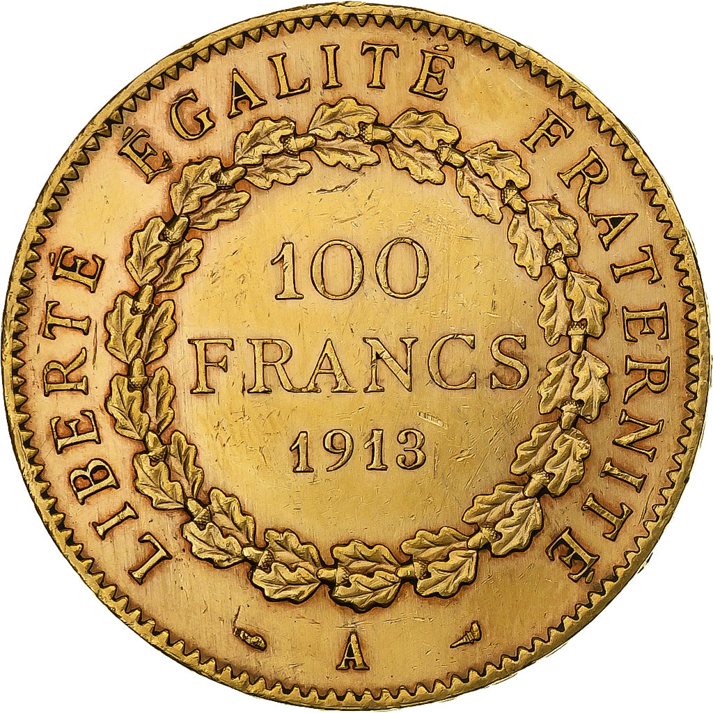 Frankrijk, 100 Francs, Génie, 1913, Paris, Goud, PR, Gadoury:1137a, KM:858