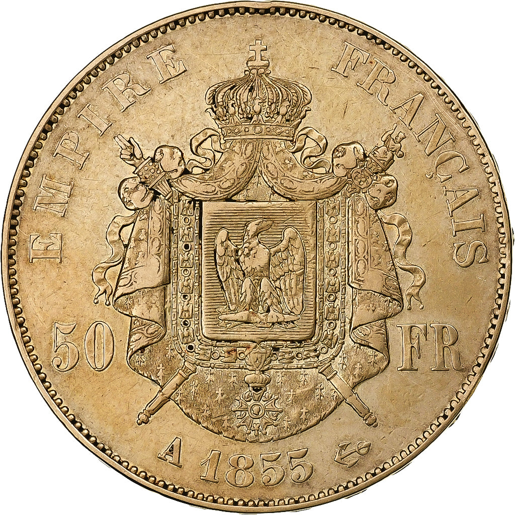 France, 50 Francs, Napoléon III, 1855, Paris, Or, TTB, Gadoury:1111, KM:785.1