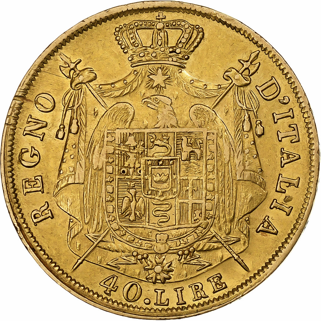 ITALIAN STATES, KINGDOM OF NAPOLEON, Napoleon I, 40 Lire, 1810/09, Milan, Gold