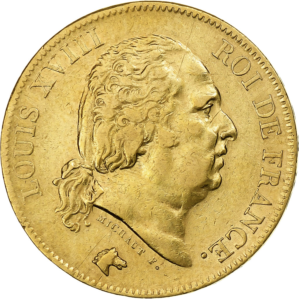 France, 40 Francs, Louis XVIII, 1818, Lille, Gold, EF(40-45), Gadoury:1092