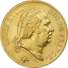 France, 40 Francs, Louis XVIII, 1818, Lille, Gold, EF(40-45), Gadoury:1092