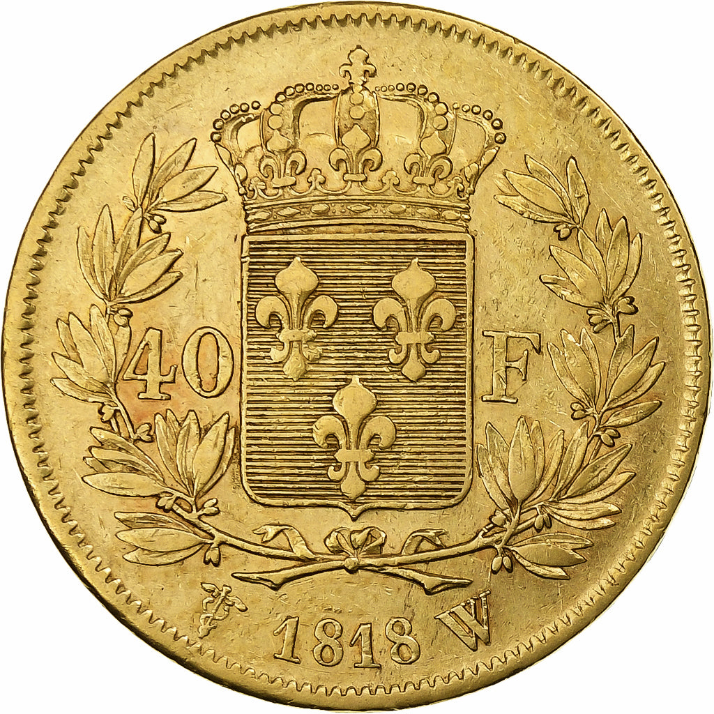 France, 40 Francs, Louis XVIII, 1818, Lille, Gold, EF(40-45), Gadoury:1092