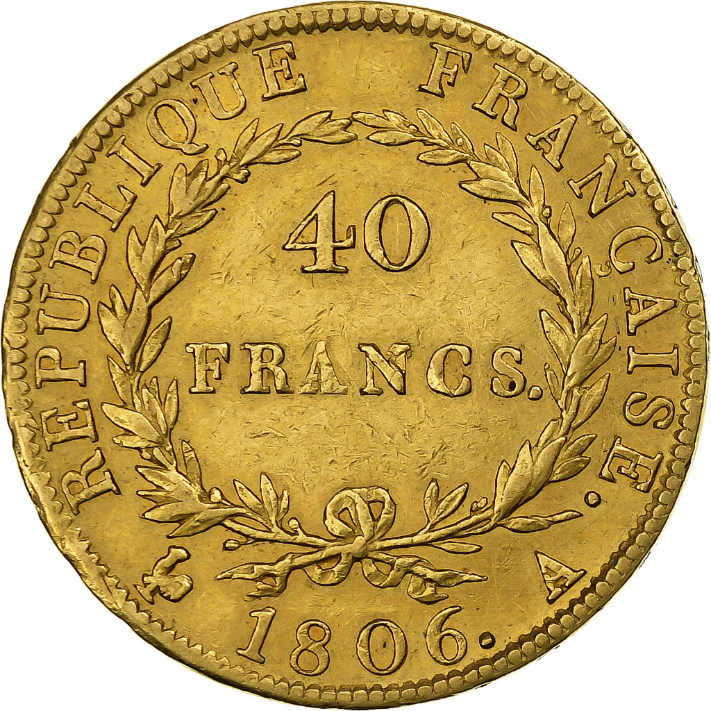 France, 40 Francs, Napoléon I, 1806, Paris, Or, TTB, KM:675.1