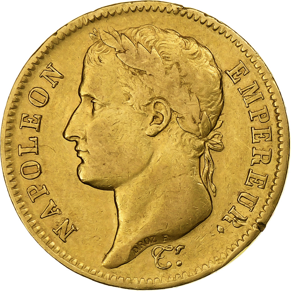 Francia, 40 Francs, Napoléon I, 1808, Paris, Oro, MB+, Gadoury:1083, KM:688.1