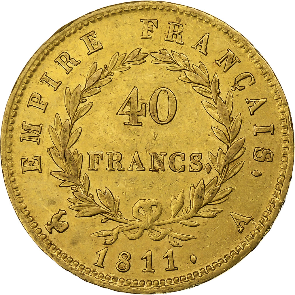 France, 40 Francs, Napoléon I, 1811, Paris, Gold, AU(50-53), Le Franc:F.541