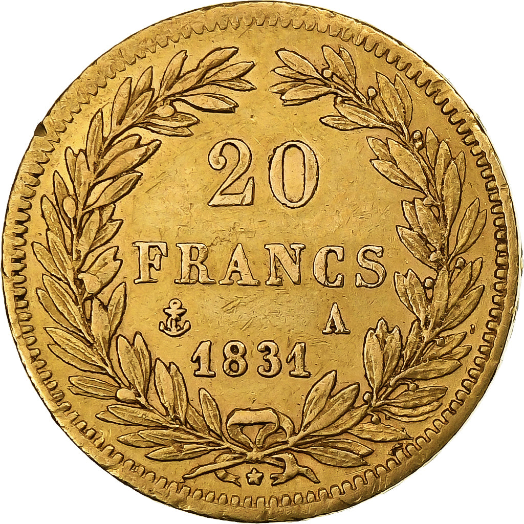 Francia, 20 Francs, Louis-Philippe, 1831, Paris, Oro, BB, Gadoury:1030a