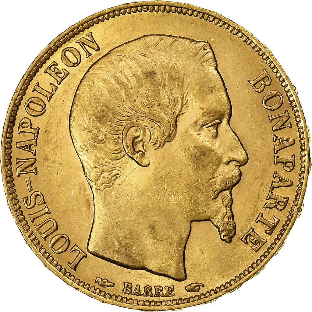 France, 20 Francs, Napoléon III, 1852, Paris, Gold, AU(55-58), Gadoury:1060