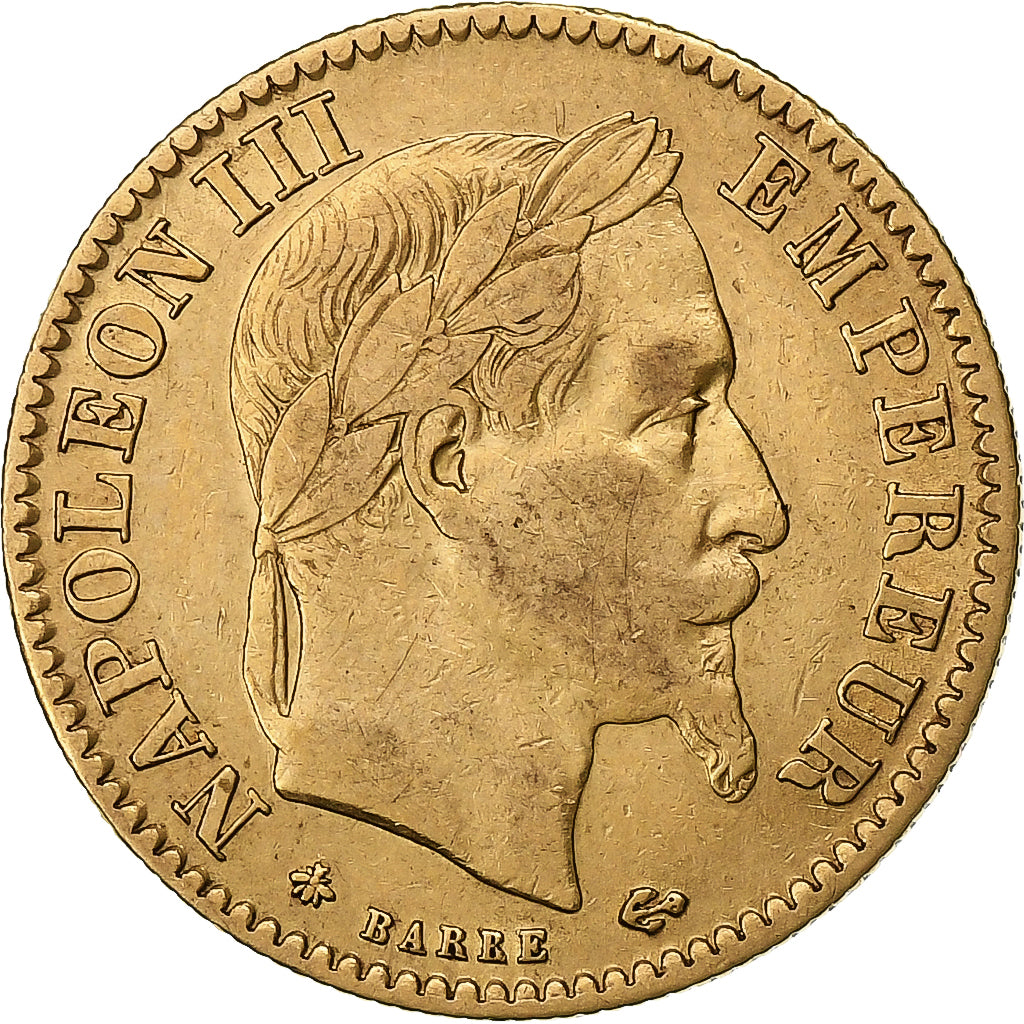 Francia, 10 Francs, Napoléon III, 1865, Paris, Oro, BB, Gadoury:1015, KM:800.1