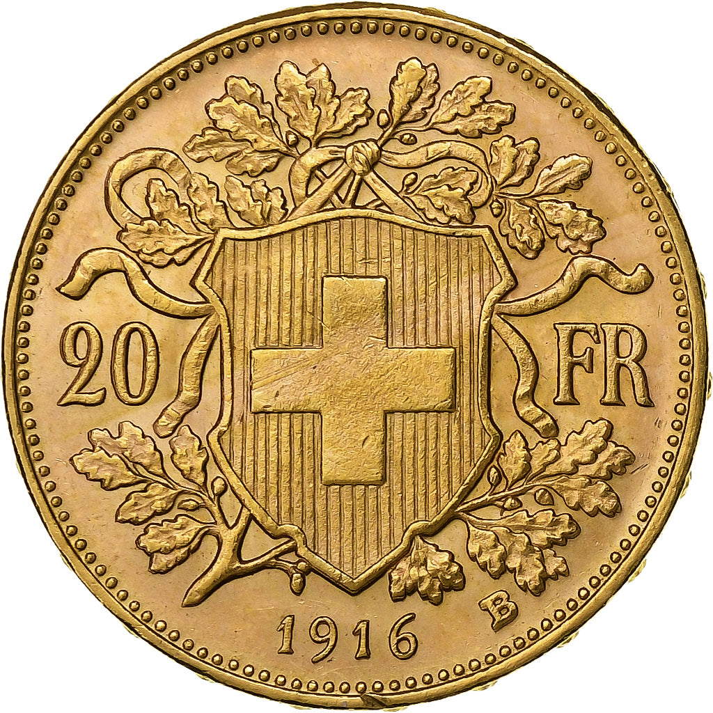 Svizzera, 20 Francs, 1916, Bern, Oro, SPL-, KM:35.1