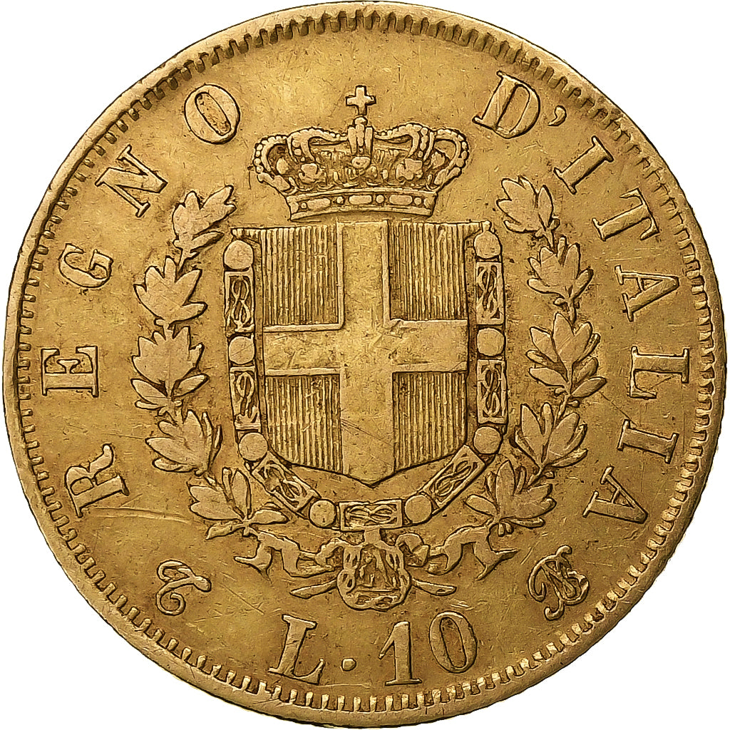 Italy, Vittorio Emanuele II, 10 Lire, 1863, Torino, Gold, EF(40-45), KM:9.3