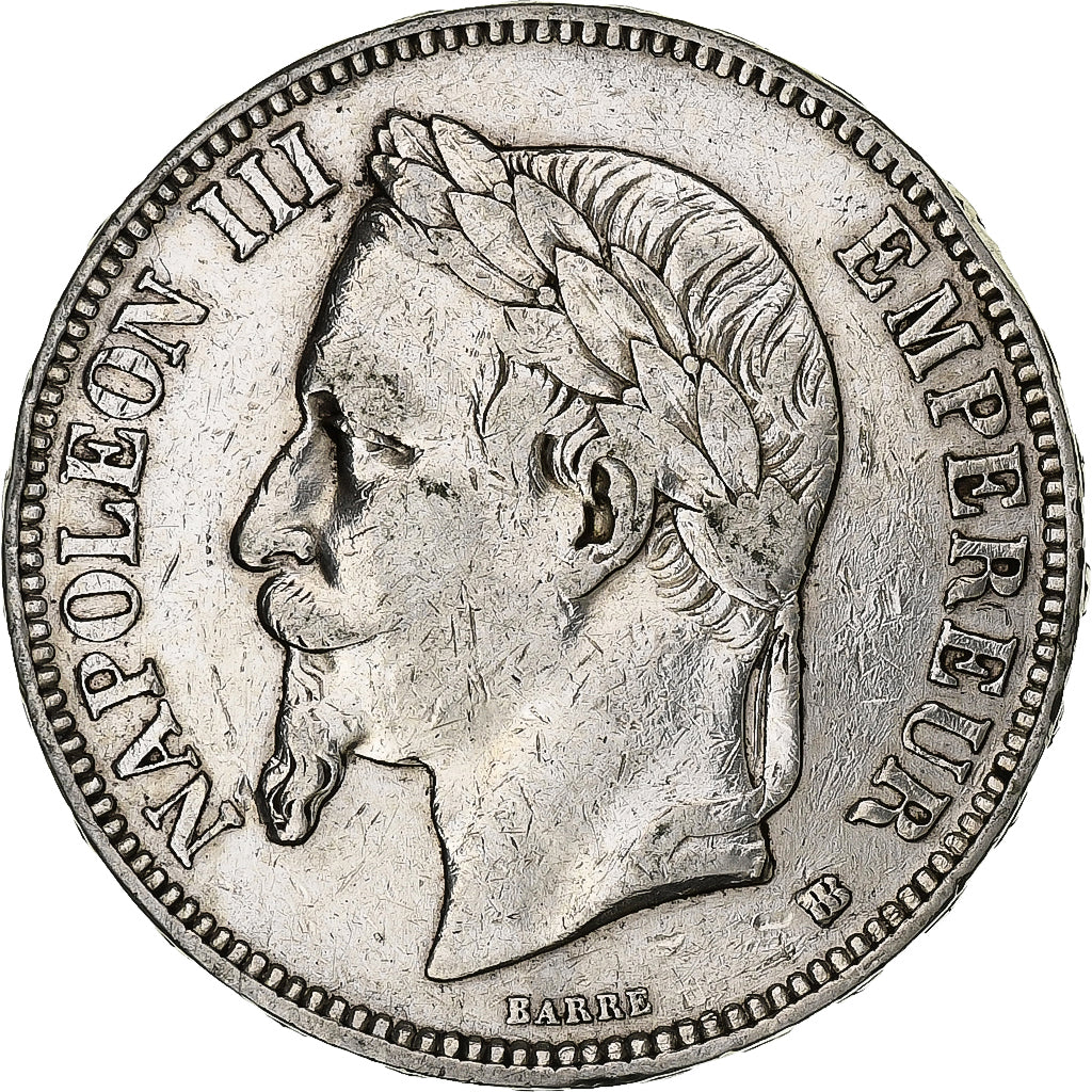 France, 5 Francs, Napoléon III, 1868, Strasbourg, Argent, TTB, Gadoury:739