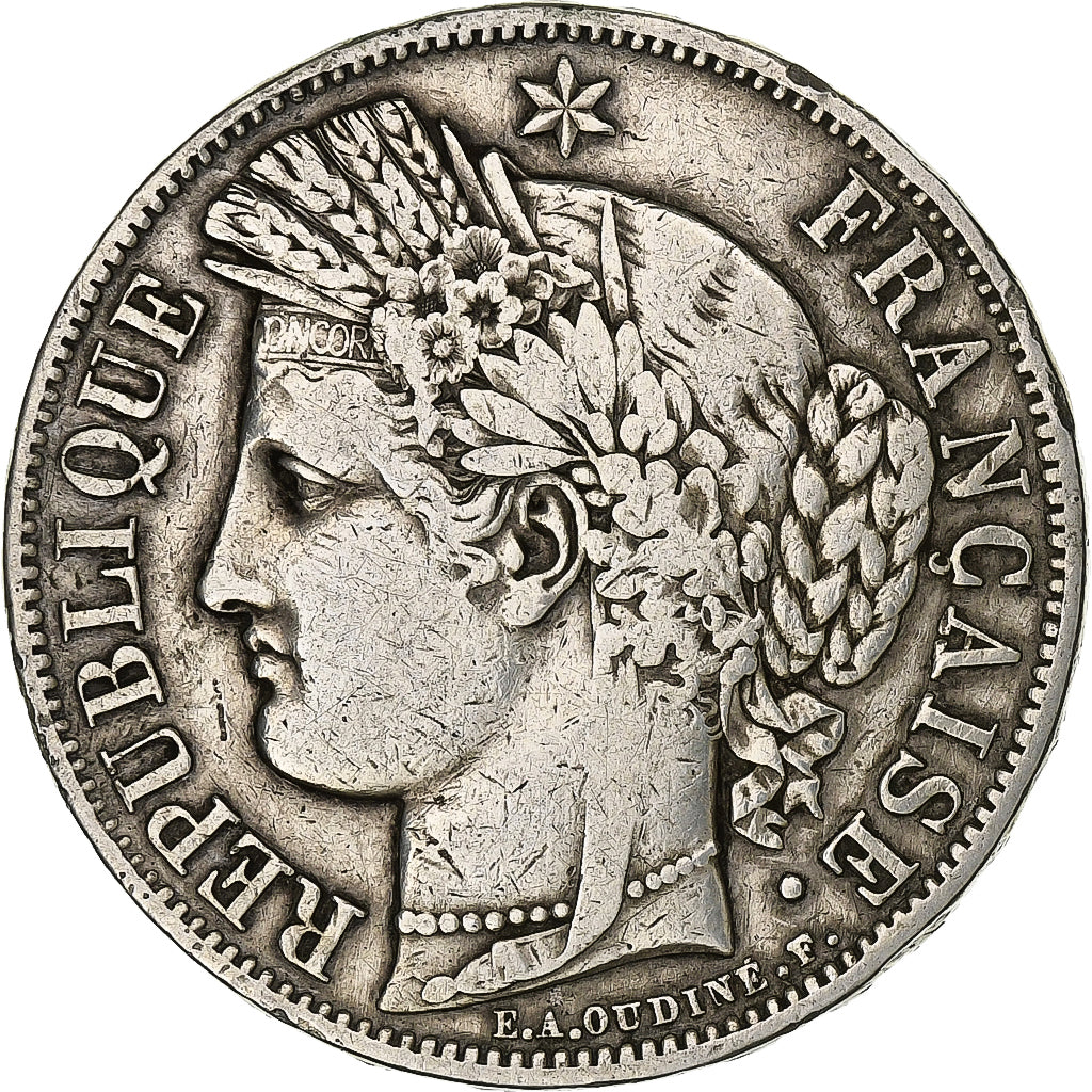 France, 5 Francs, Cérès, 1849, Paris, Silver, VF(30-35), Gadoury:719, KM:761.1
