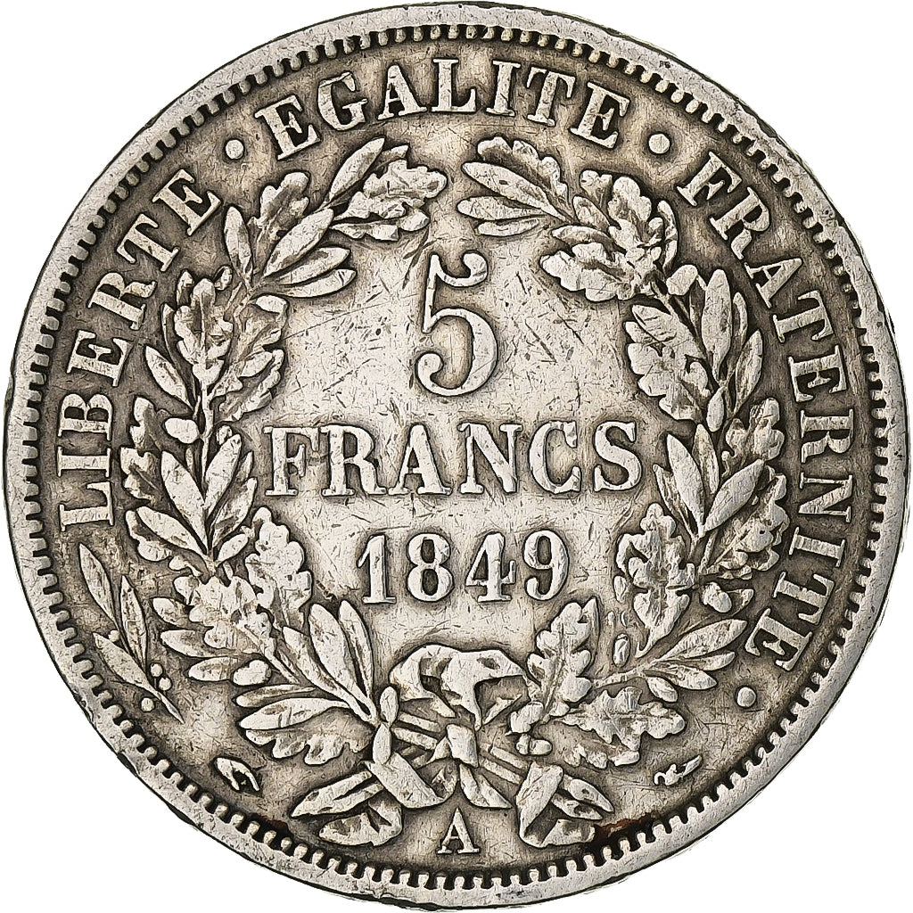 France, 5 Francs, Cérès, 1849, Paris, Silver, VF(30-35), Gadoury:719, KM:761.1