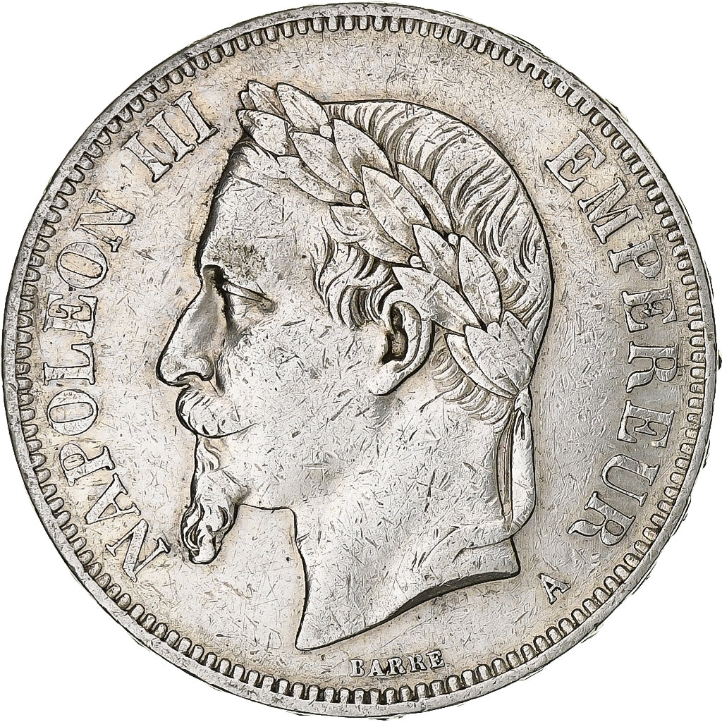 Francia, 5 Francs, Napoléon III, 1870, Paris, Plata, MBC, Gadoury:739, KM:799.1