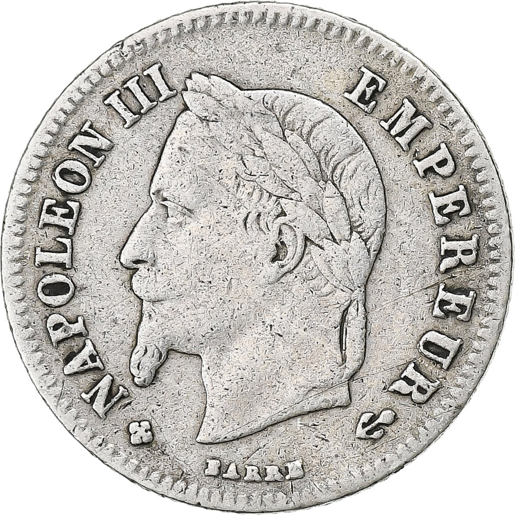France, 20 Centimes, Napoléon III, 1867, Strasbourg, Silver, EF(40-45)