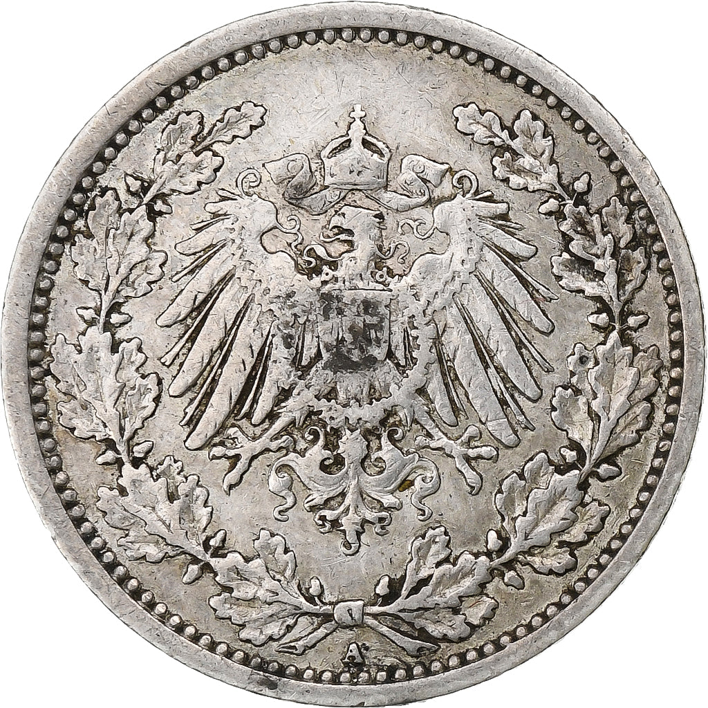 GERMANIA - IMPERO, 1/2 Mark, 1905, Berlin, Argento, BB, KM:17