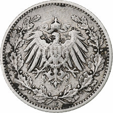 GERMANY - EMPIRE, 1/2 Mark, 1907, Muldenhütten, Silver, VF(30-35), KM:17