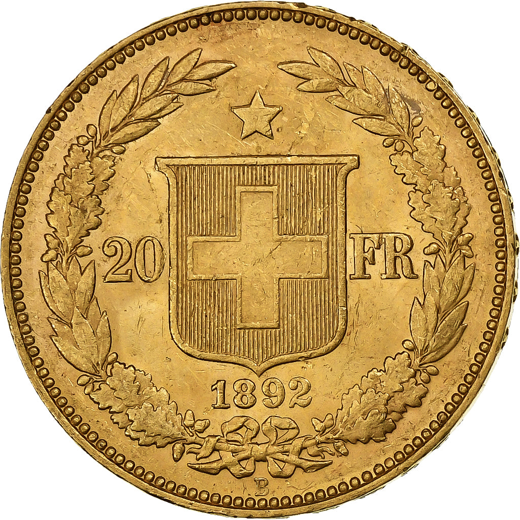 Svizzera, 20 Francs, 1892, Bern, Oro, SPL-, KM:31.3