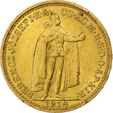 Hongrie, Franz Joseph I, 20 Korona, 1914, Kormoczbanya, Or, SUP+, KM:486