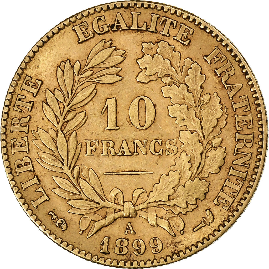 Frankrijk, 10 Francs, Cérès, 1899, Paris, Goud, ZF, Gadoury:1016, KM:830