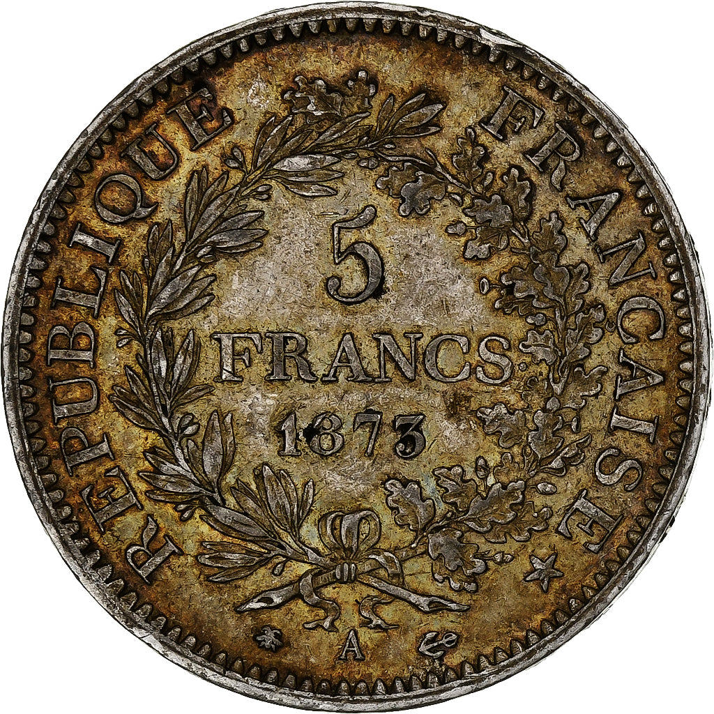 France, 5 Francs, Hercule, 1873, Paris, Silver, EF(40-45), Gadoury:745a, Le