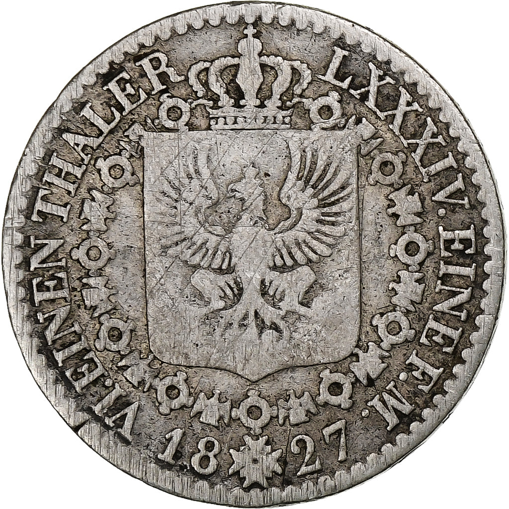 German States, PRUSSIA, Friedrich Wilhelm III, 1/6 Thaler, 1827, Düsseldorf