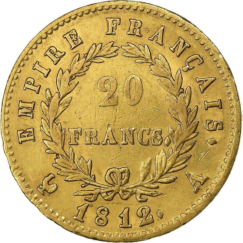 France, Napoléon I, 20 Francs, 1812, Paris, Or, TTB+, Gadoury:1025, Le